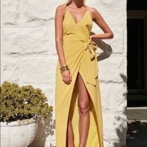 Yellow wrap maxi dress